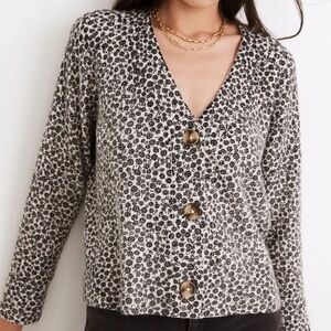 MADEWELL Vintage Ditsy Cameron Ribbed Cardigan Sweater in Coziest Yarn